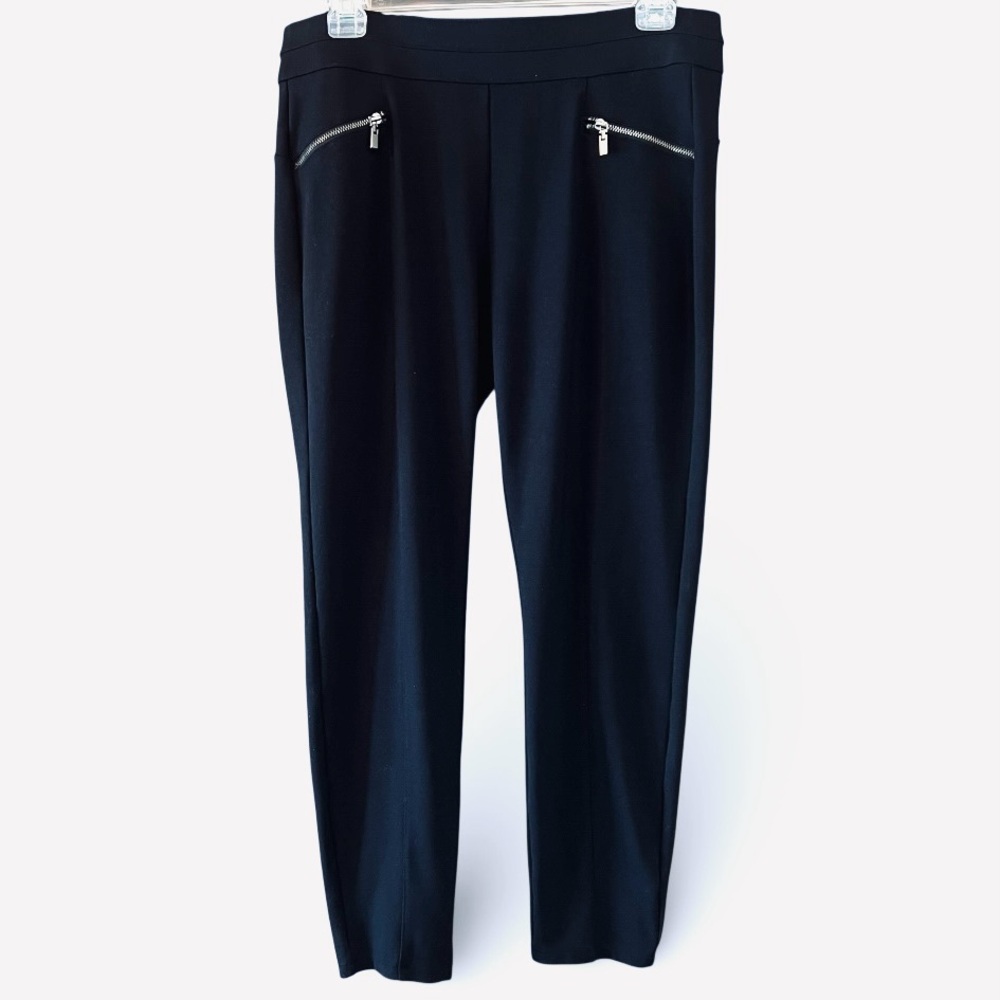 Maurice’s Black Skinny Ankle‎ Pull On Pants Leggings Zipper Detailing Sz M Short